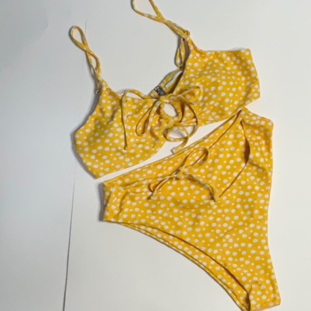 Yellow Flower Pattern Bikini